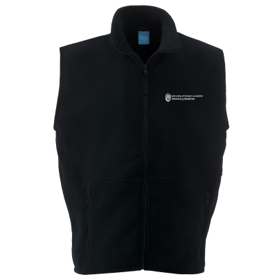 Unisex Zip Fleece Bodywarmer Uclan Veterinary Black